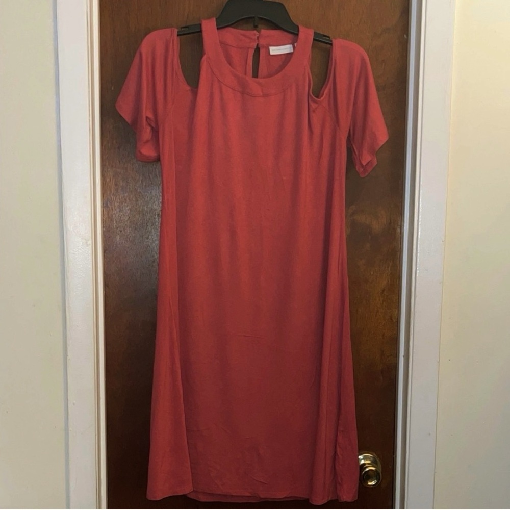 New York & Company Cutout Sleeve Mini Dress in Pink